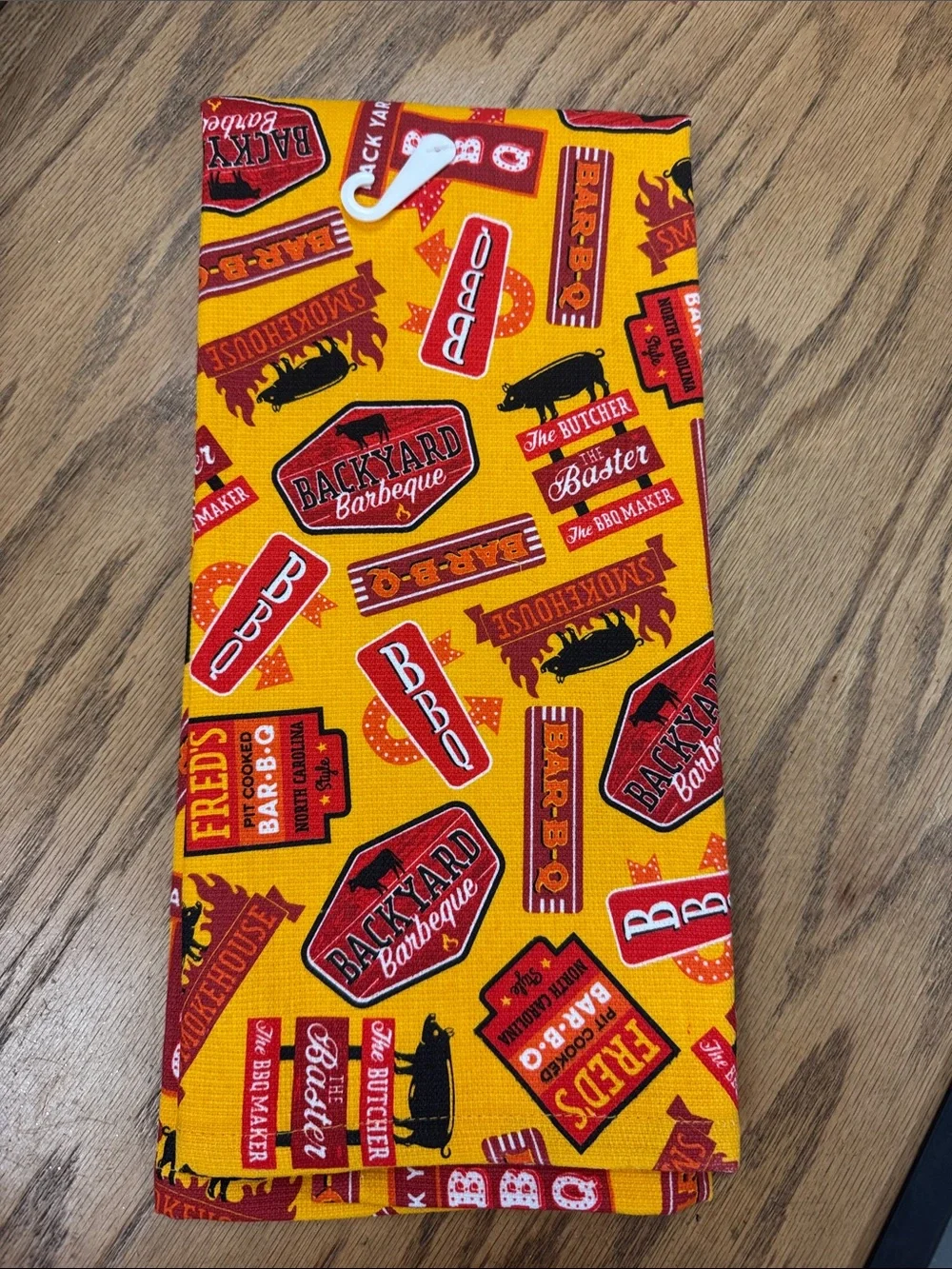 Backyard Barbeque Yellow & Red BBQ Kitchen Towel - Unbranded